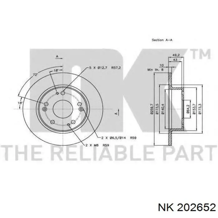 Купить 202652 NK Диск тормозной задний