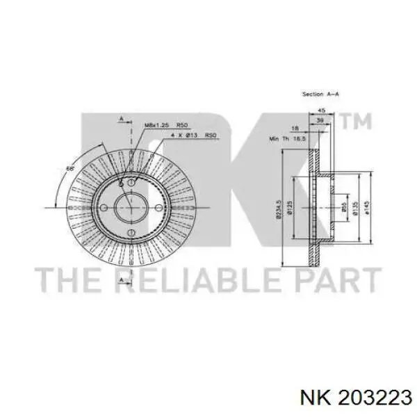 Передние тормозные диски 203223 NK