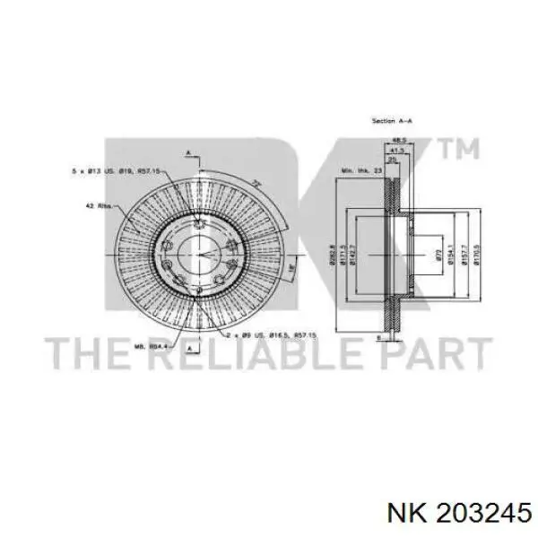 203245 NK диск тормозной передний