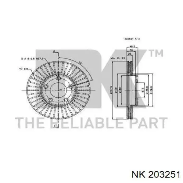 203251 NK Диск тормозной передний