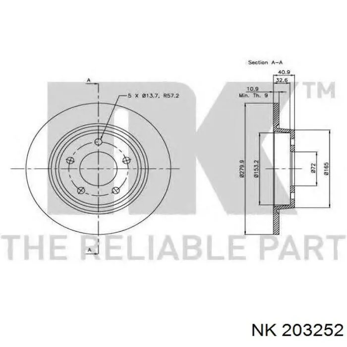 Купить 203252 NK Диск тормозной задний