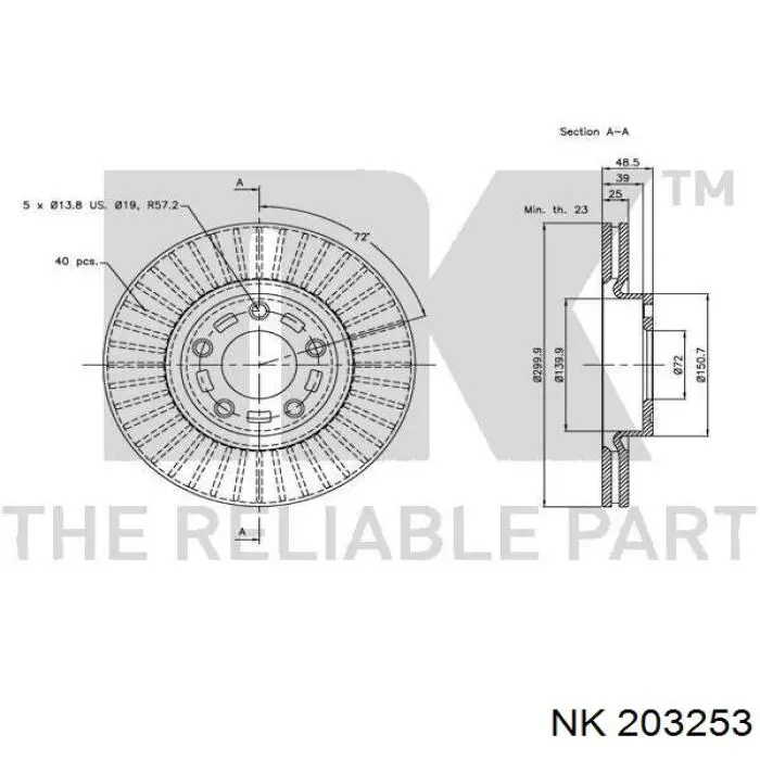 Передний тормозной диск NK 203253