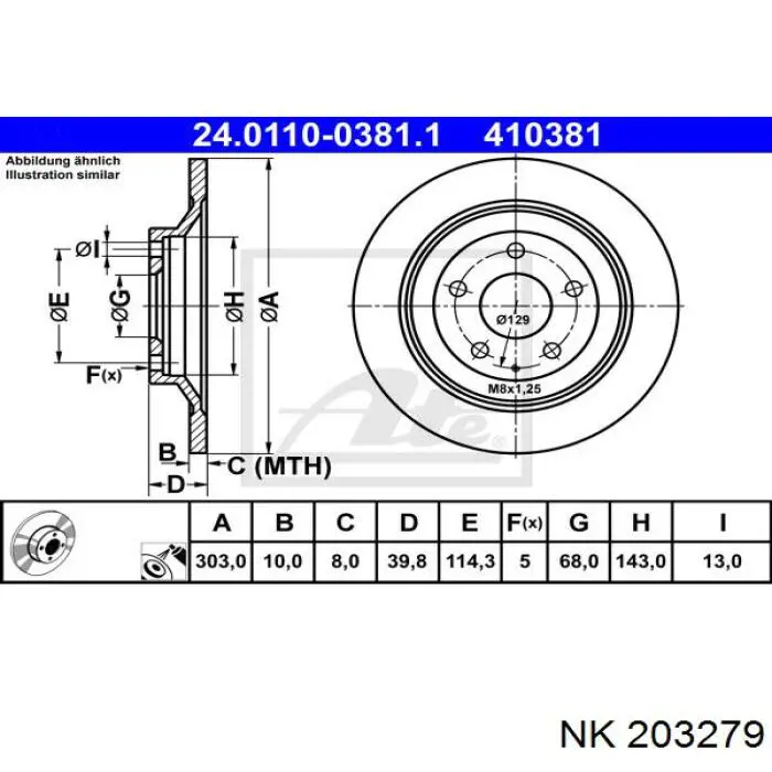 Купить 203279 NK Диск тормозной задний