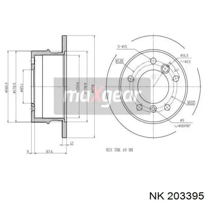 Задний дисковый тормоз NK 203395