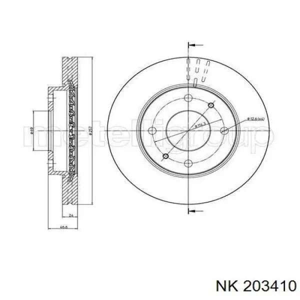 203410 NK Диск тормозной передний