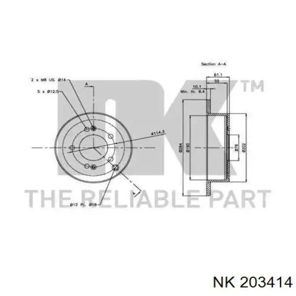 Задний дисковый тормоз NK 203414