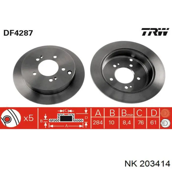 Купить 203414 NK Диск тормозной задний