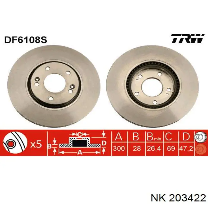 203422 NK Диск тормозной передний