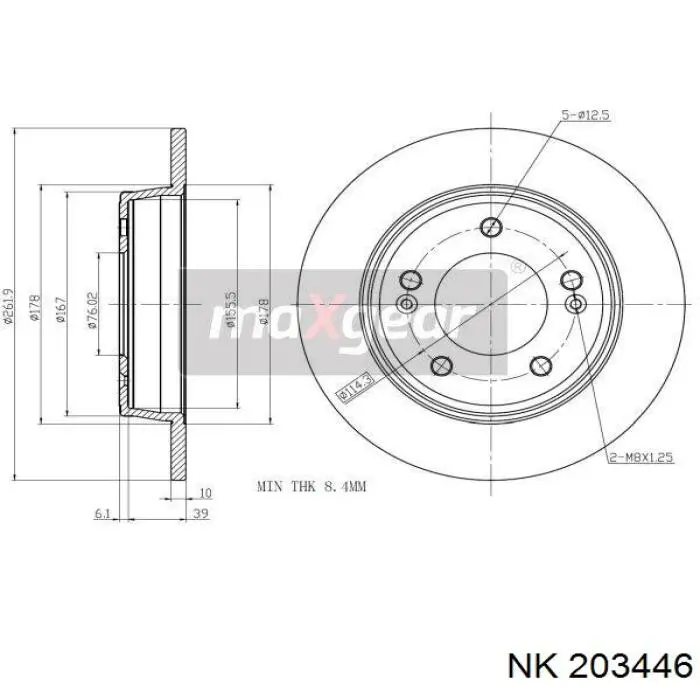 Задний дисковый тормоз NK 203446