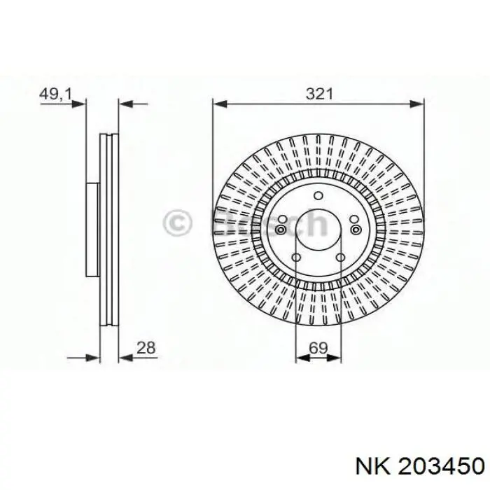 203450 NK Диск тормозной передний