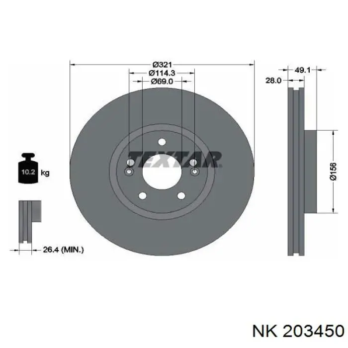 Купить 203450 NK Ротор тормозной