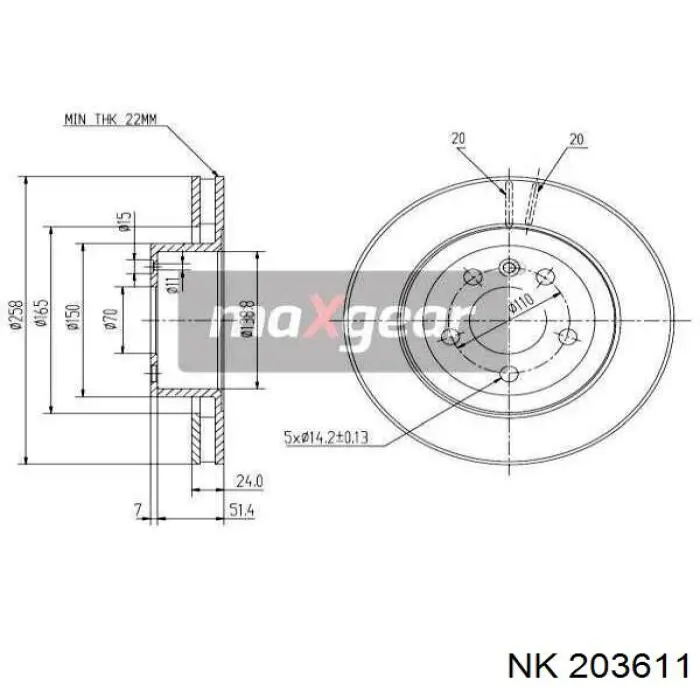 Передний тормозной диск NK 203611