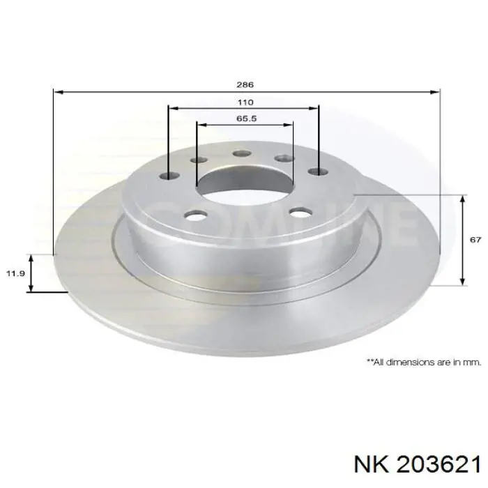 Купить 203621 NK Диск тормозной задний