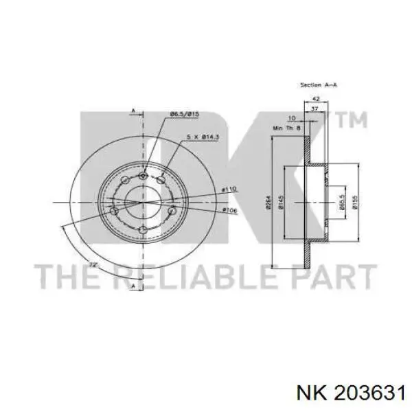 Задний тормозной диск NK 203631 цена, от 22.25 USD