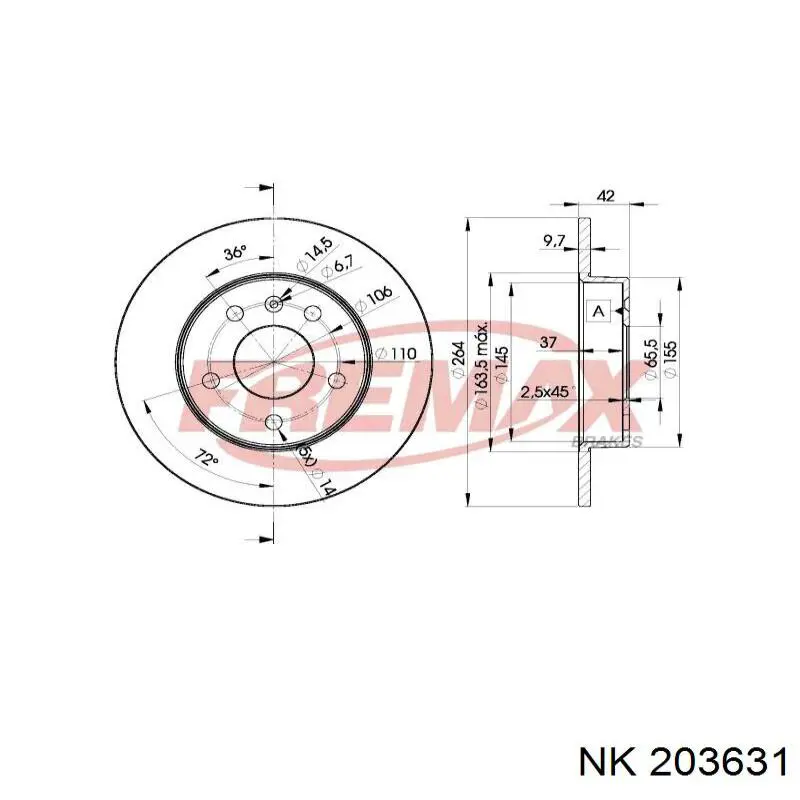 Задний дисковый тормоз NK 203631