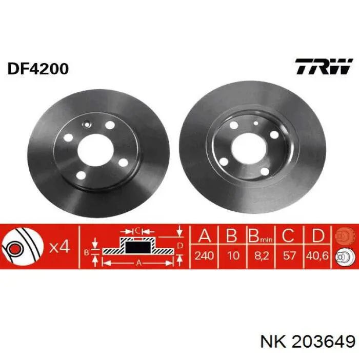 Купить 203649 NK Диск тормозной задний