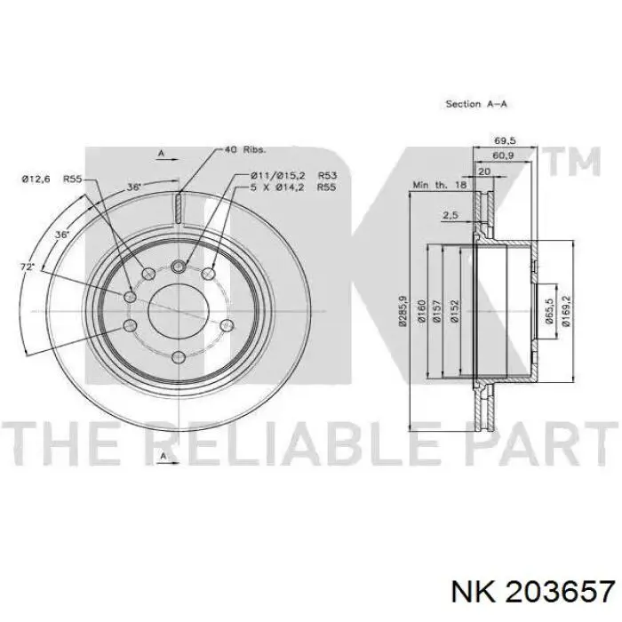 Купить 203657 NK Диск тормозной задний