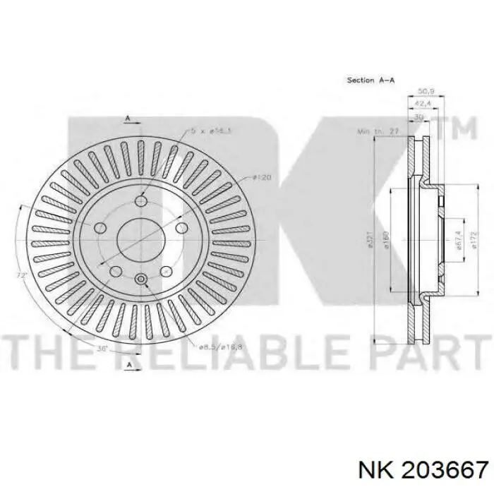 Тормоз дисковый передний NK 203667 цена, от 73.57 USD