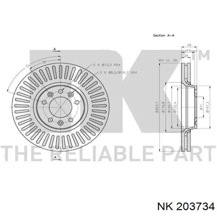 Передние тормозные диски 203734 NK