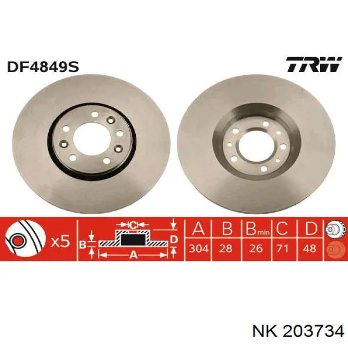 Передний тормозной диск NK 203734
