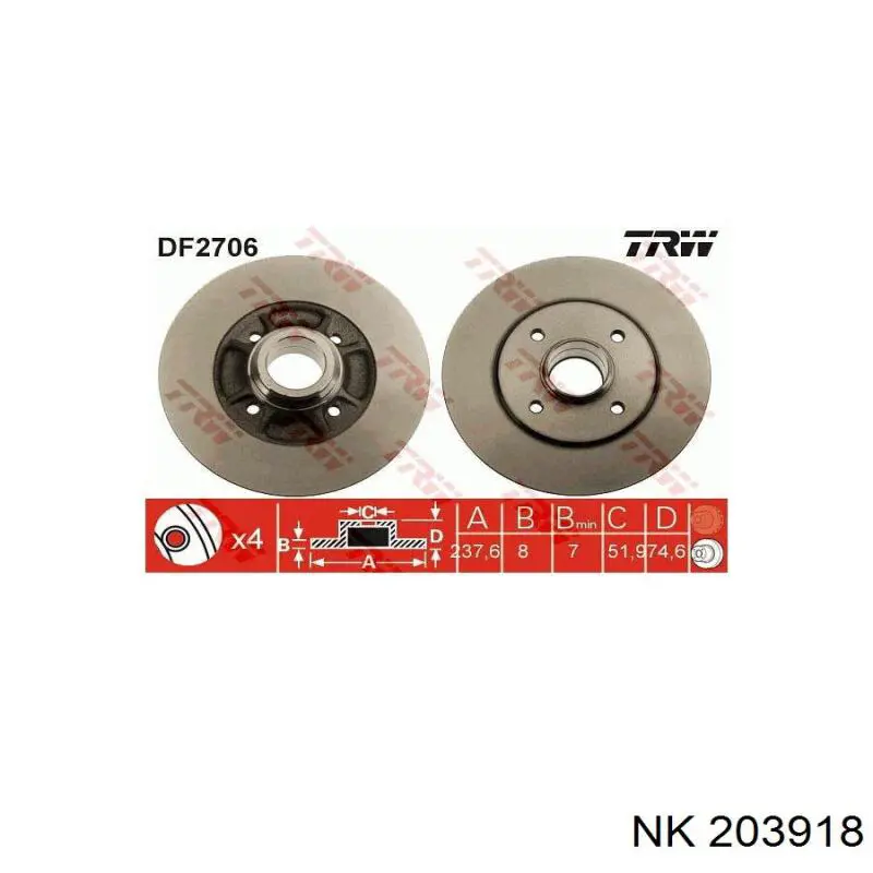 Купить 203918 NK Диск тормозной задний