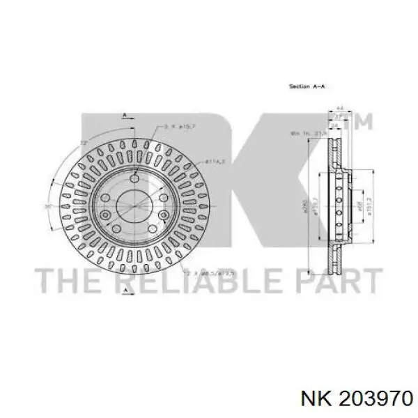 Передний тормозной диск NK 203970