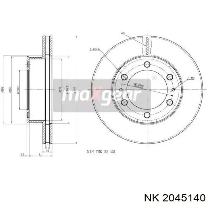 Передний тормозной диск NK 2045140