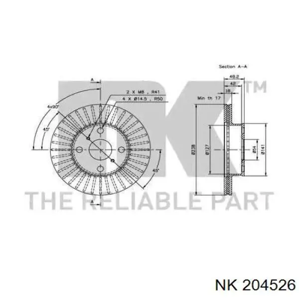 Передние тормозные диски 204526 NK
