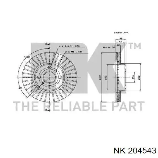 Тормоз дисковый передний NK 204543 цена, от 28.64 USD