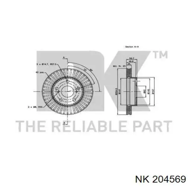 Передние тормозные диски 204569 NK