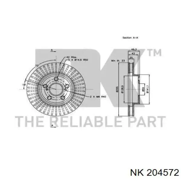 Передние тормозные диски 204572 NK