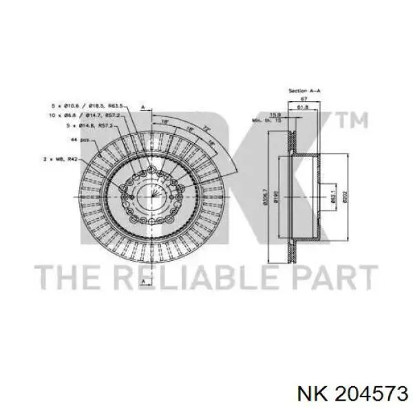 Тормозные диски 204573 NK