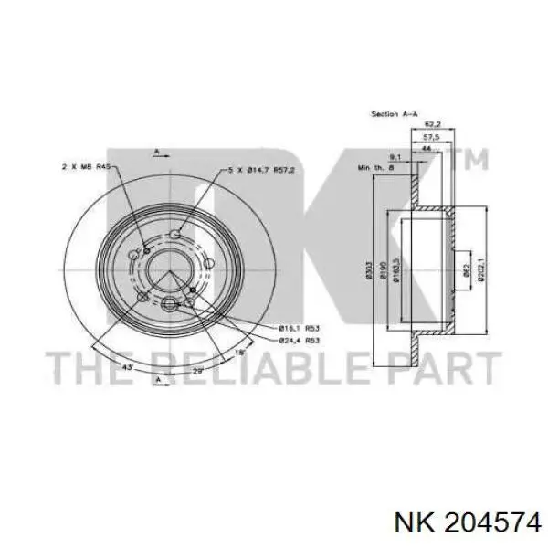 Тормозные диски 204574 NK
