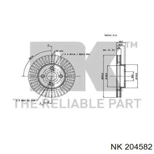 Передние тормозные диски 204582 NK