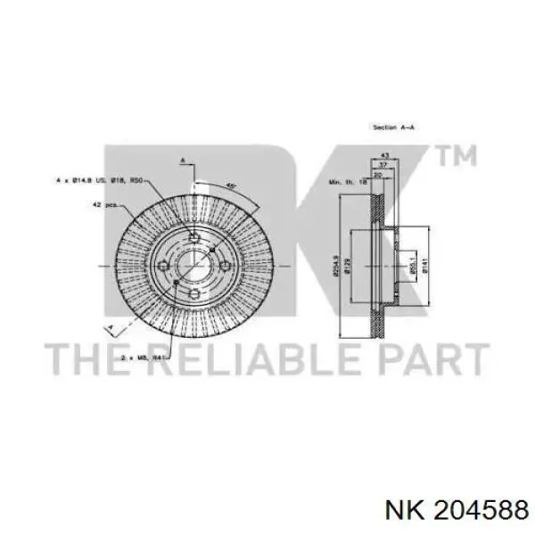 Передние тормозные диски 204588 NK