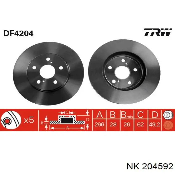 Передние тормозные диски 204592 NK