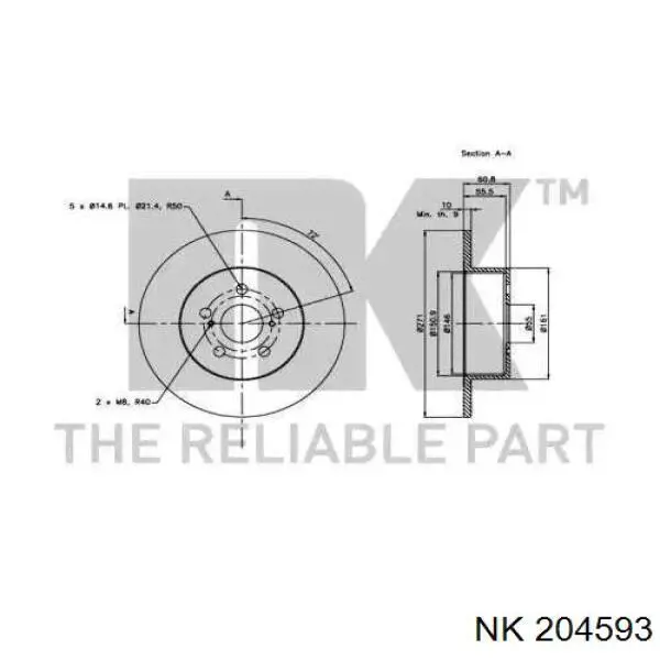 Тормозные диски 204593 NK