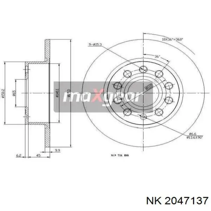 Тормозные диски 2047137 NK