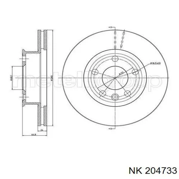 204733 NK Диск тормозной передний