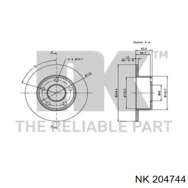 Купить 204744 NK Диск тормозной задний