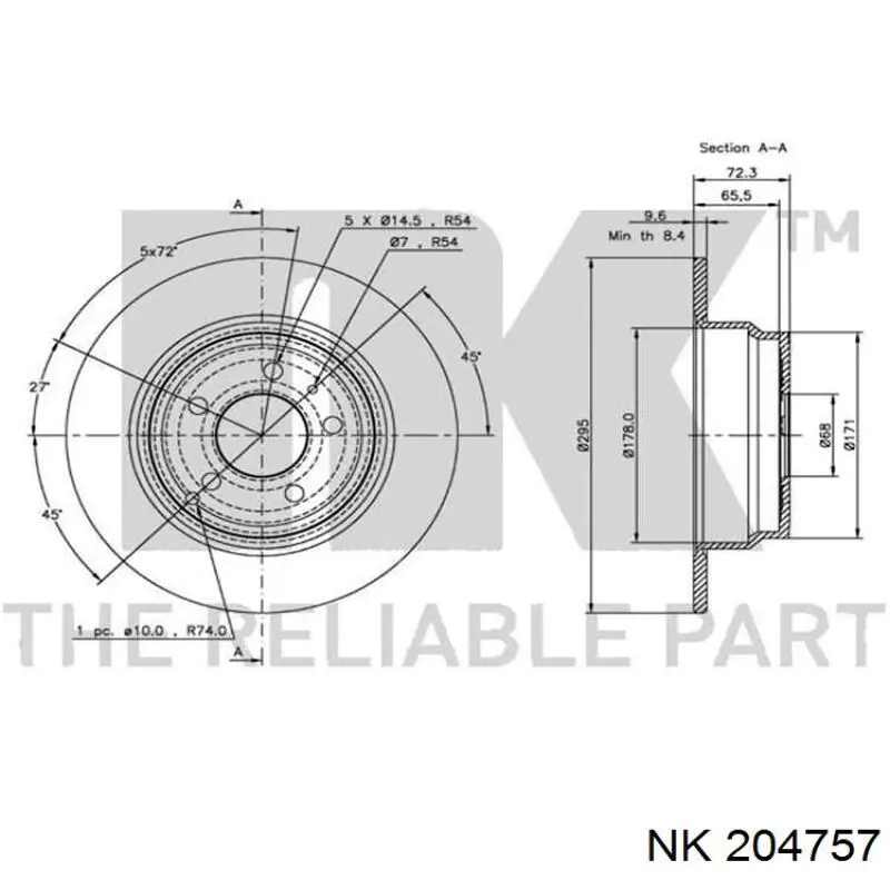 Тормозные диски 204757 NK