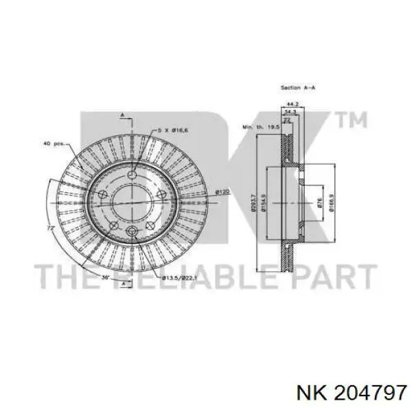 Купить 204797 NK Диск тормозной задний