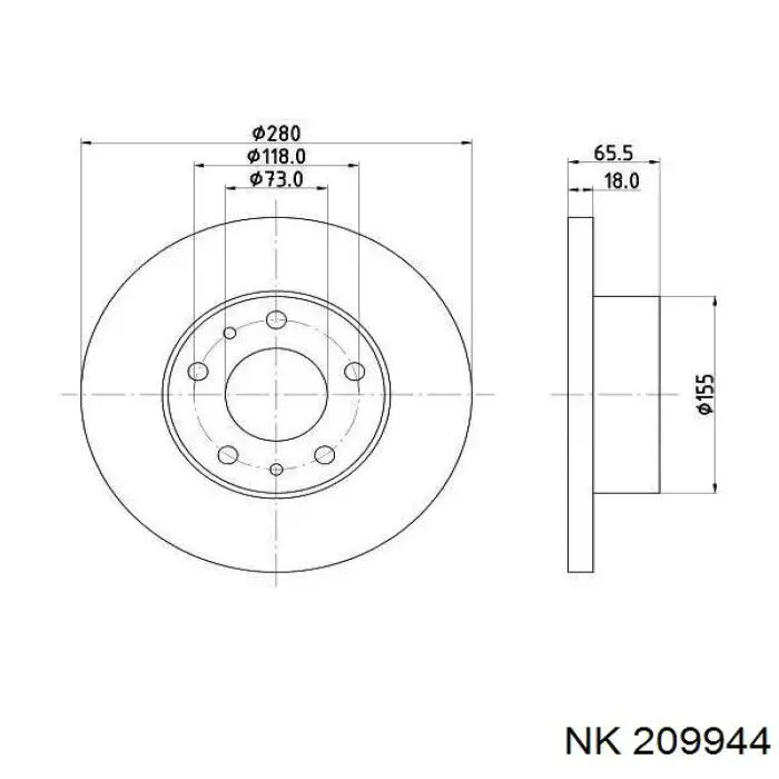 Передний тормозной диск NK 209944