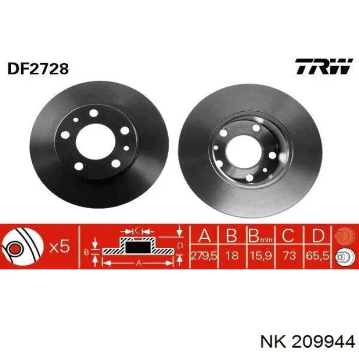 Передние тормозные диски 209944 NK