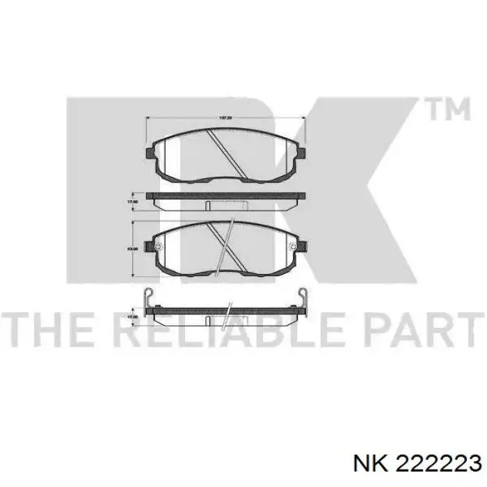 Передние тормозные колодки 222223 NK