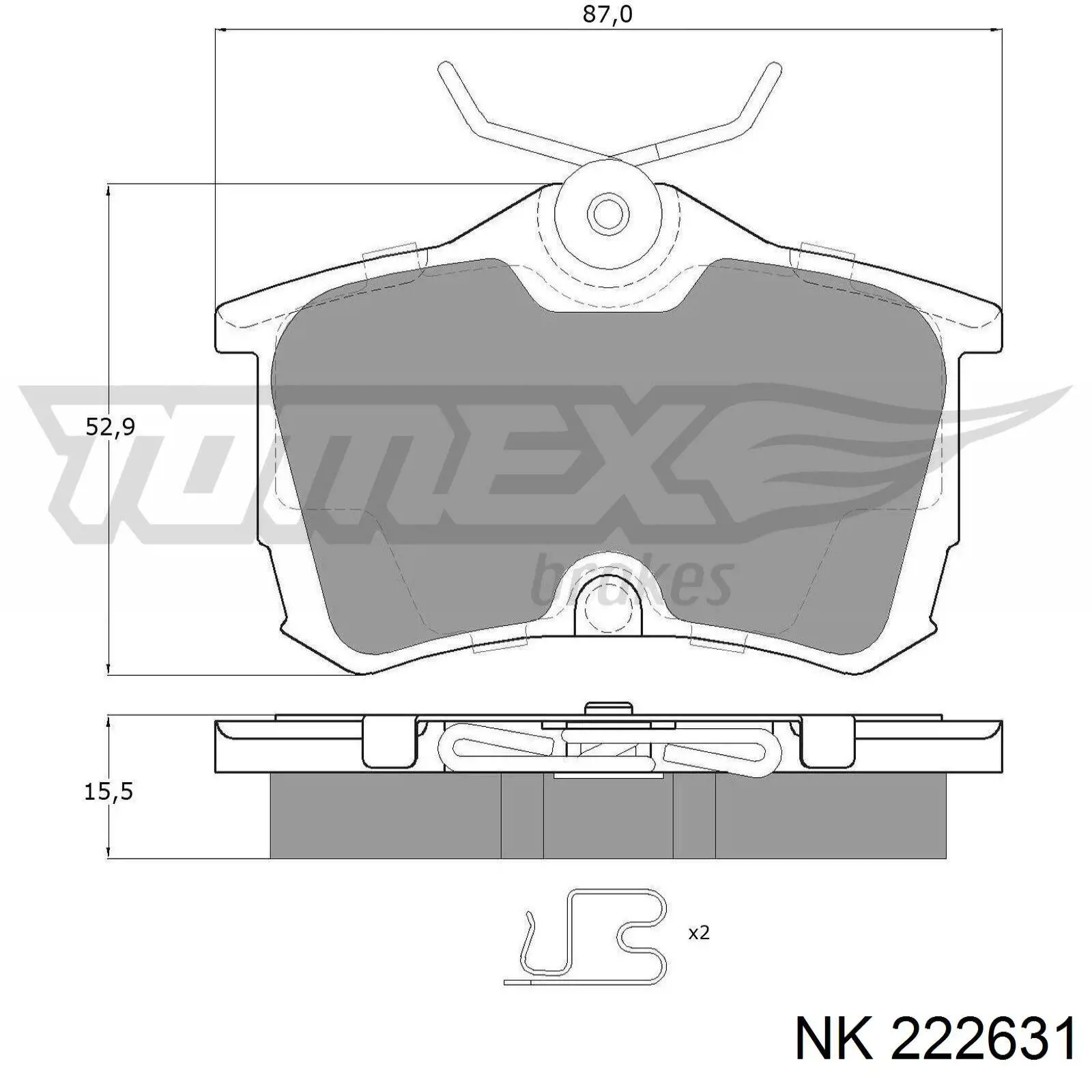 Купить 222631 NK Колодки тормозные задние, дисковые
