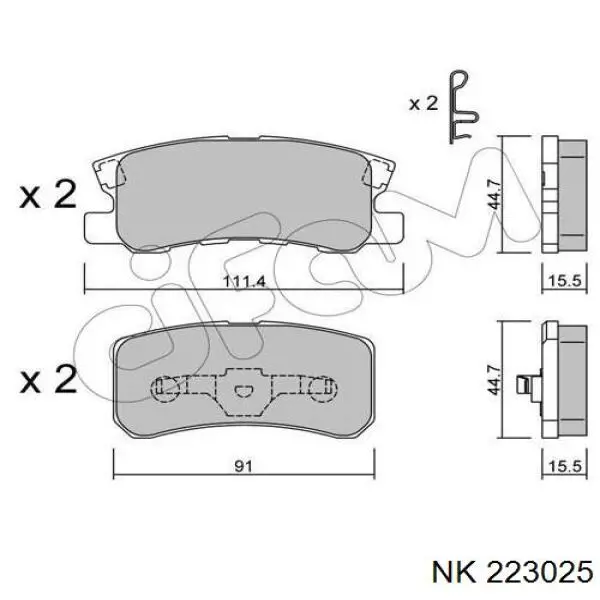 Pastillas de freno traseras 223025 NK