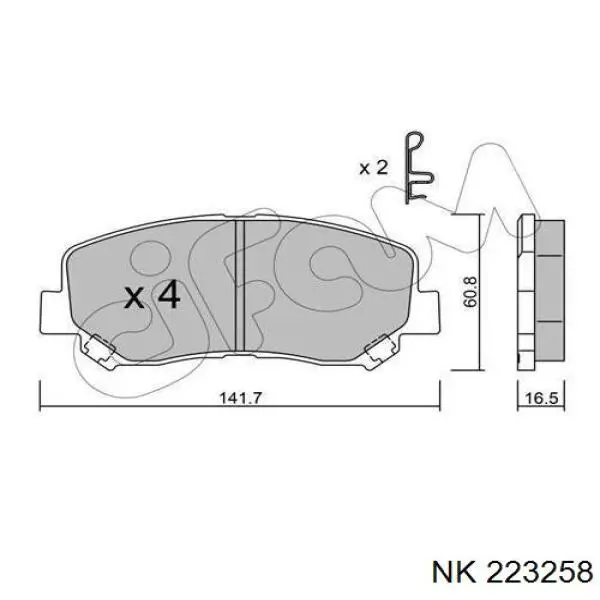 Передние тормозные колодки 223258 NK