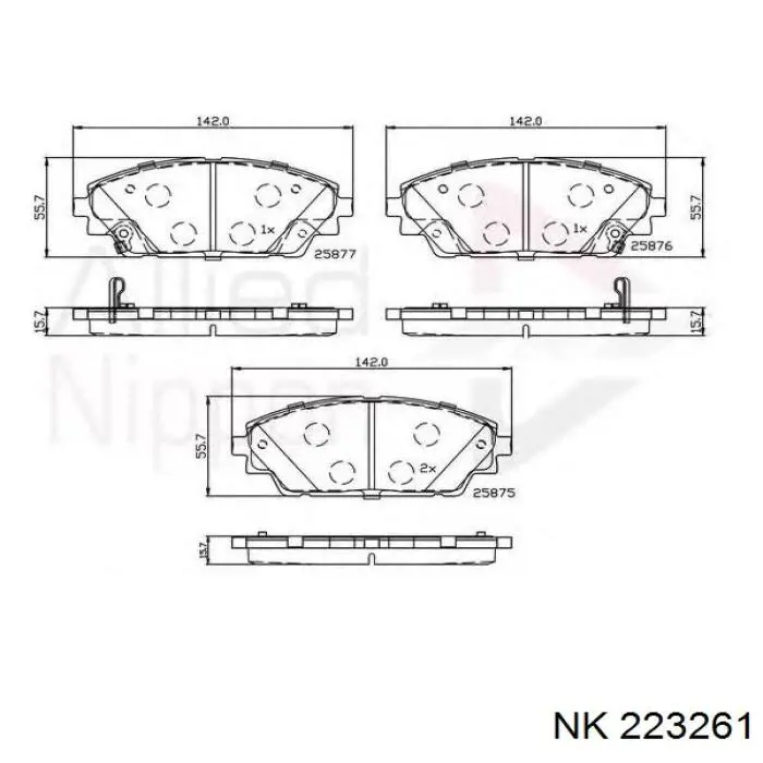 Колодки NK 223261 цена, от 28.62 USD