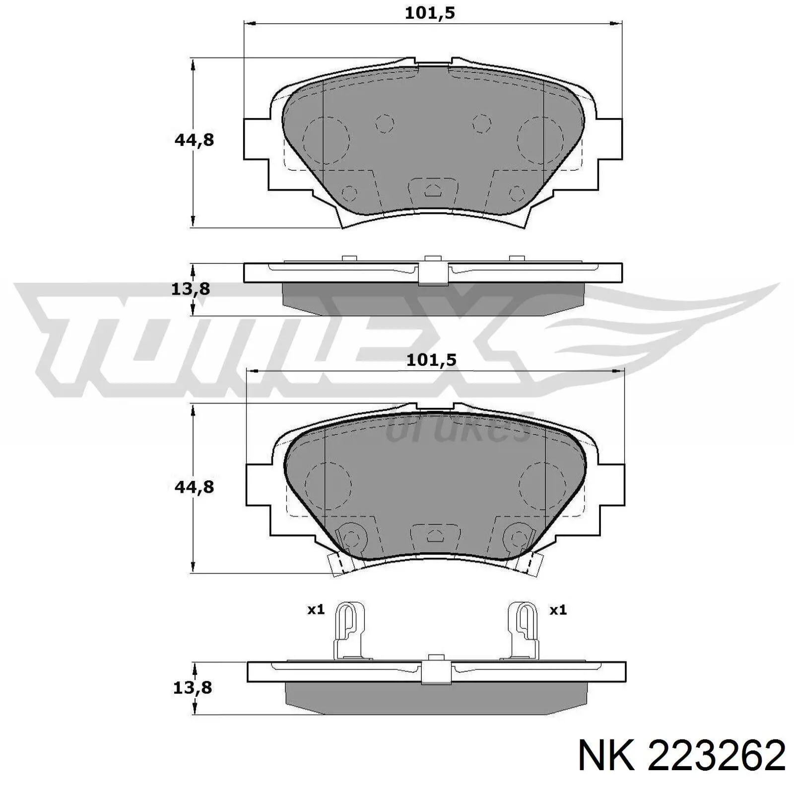Купить 223262 NK Колодки тормозные задние, дисковые